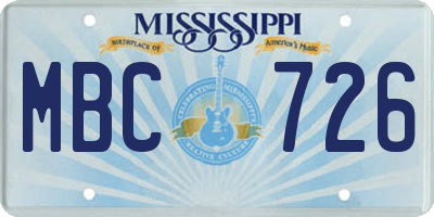 MS license plate MBC726