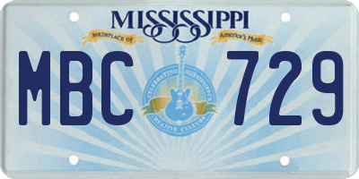 MS license plate MBC729