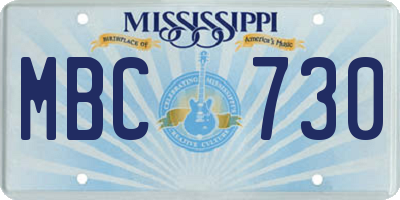 MS license plate MBC730