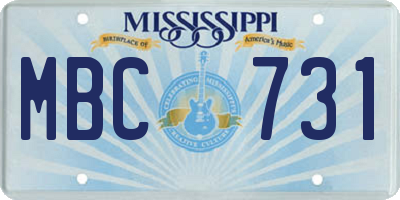 MS license plate MBC731