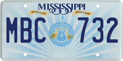 MS license plate MBC732