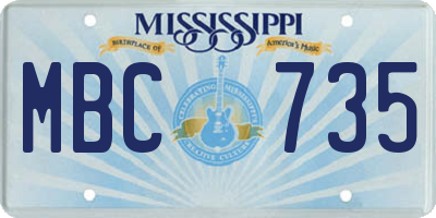 MS license plate MBC735