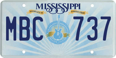MS license plate MBC737
