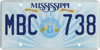 MS license plate MBC738