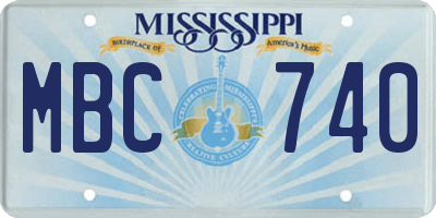 MS license plate MBC740