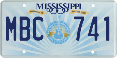 MS license plate MBC741