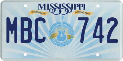 MS license plate MBC742