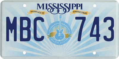 MS license plate MBC743