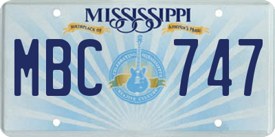 MS license plate MBC747