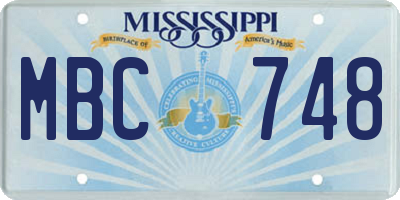 MS license plate MBC748