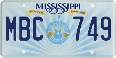 MS license plate MBC749