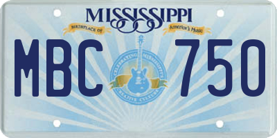 MS license plate MBC750