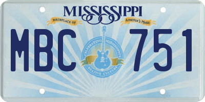 MS license plate MBC751