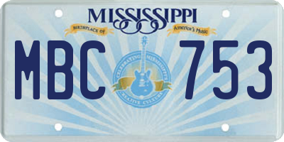 MS license plate MBC753