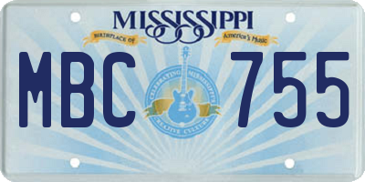 MS license plate MBC755