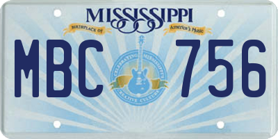 MS license plate MBC756