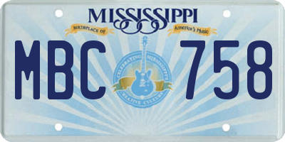 MS license plate MBC758