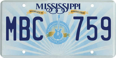 MS license plate MBC759