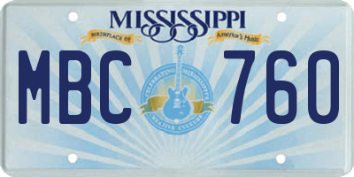 MS license plate MBC760