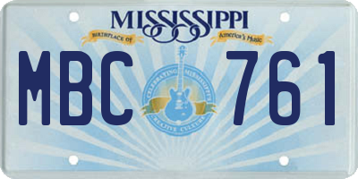 MS license plate MBC761