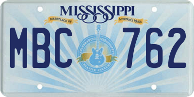 MS license plate MBC762