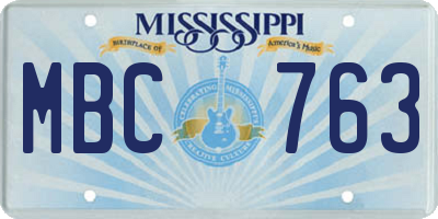 MS license plate MBC763
