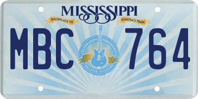 MS license plate MBC764