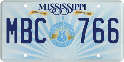 MS license plate MBC766