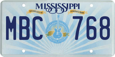 MS license plate MBC768
