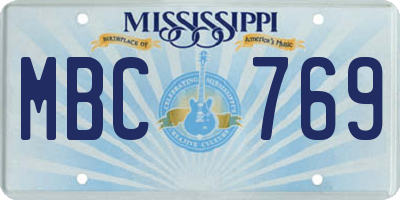 MS license plate MBC769