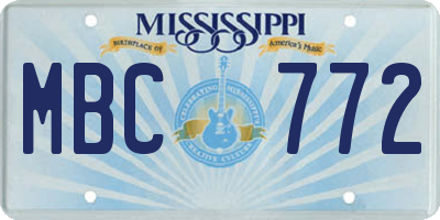 MS license plate MBC772