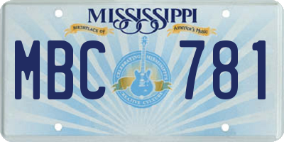 MS license plate MBC781