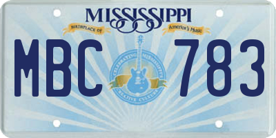 MS license plate MBC783