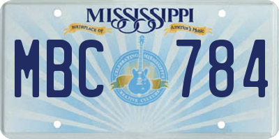 MS license plate MBC784