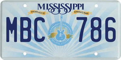 MS license plate MBC786