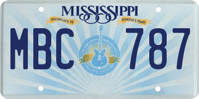 MS license plate MBC787