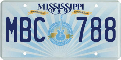 MS license plate MBC788