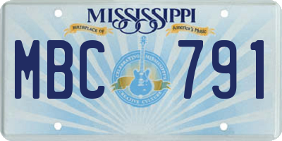 MS license plate MBC791