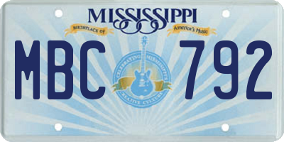 MS license plate MBC792
