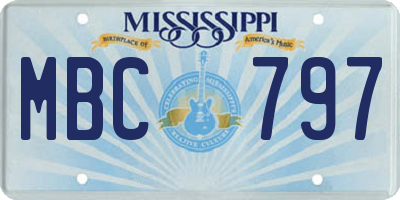 MS license plate MBC797