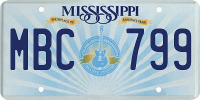 MS license plate MBC799
