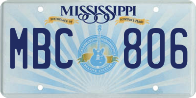 MS license plate MBC806