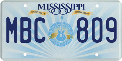 MS license plate MBC809