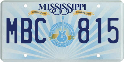 MS license plate MBC815