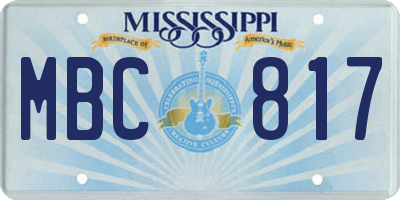 MS license plate MBC817