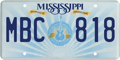 MS license plate MBC818