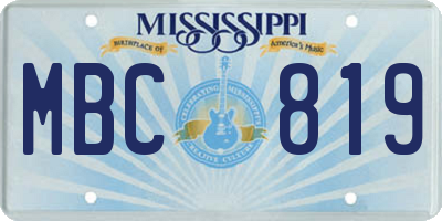MS license plate MBC819