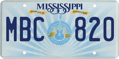 MS license plate MBC820
