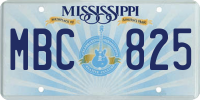 MS license plate MBC825