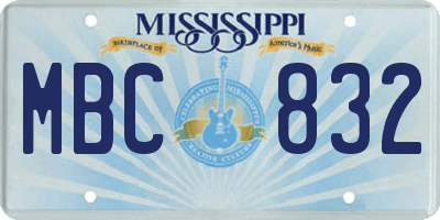 MS license plate MBC832